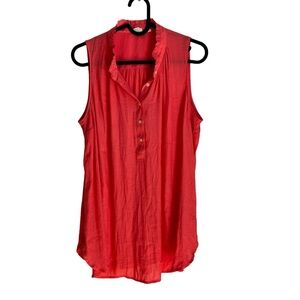 2/$15 Gap Maternity Small Coral sleeveless blouse ruffle collar button front